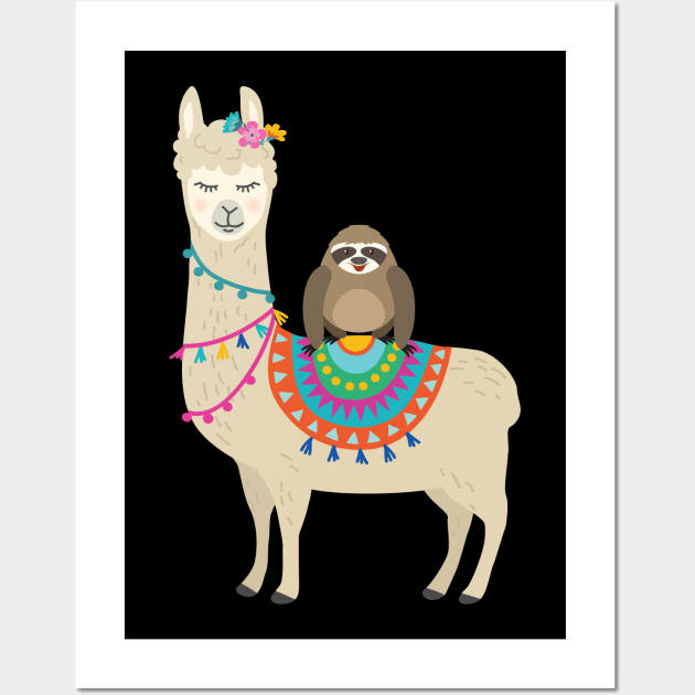 'Sloth Riding Llama' Funny Sloth Gift Wall Art by ourwackyhome